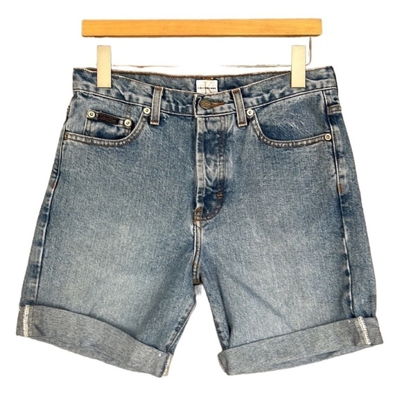 Calvin Klein Jeans Vintage Button Fly Cut Off Cuffed‎ Denim Jean Shorts - Picture 1 of 10